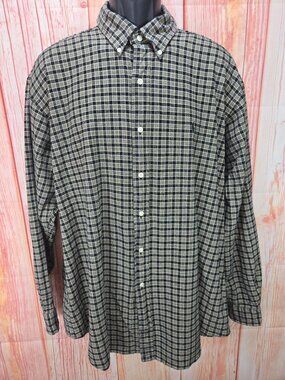 Ralph Lauren Blake Mens Plaid Button-Down Shirt XL 100% Cotton Long Sleeve